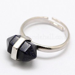 Personalisierte unisex einstellbar Edelstein Doppelkegel Ringe&nbsp;RJEW-M004-02