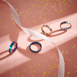 16 Stück 4 Farben 201 Edelstahl schlichte Bandringe Set für Frauen&nbsp;RJEW-BC0001-02