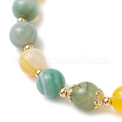 2 bracciale elastico con perline rotonde in agata striata naturale&nbsp;BJEW-JB11936