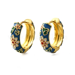 Creolen aus Messing mit Emaille und Blumen&nbsp;EJEW-R018-06G