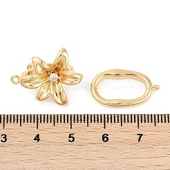 Messing Micro Pave klare Zirkonia Falte über Verschlüsse&nbsp;KK-U043-17G