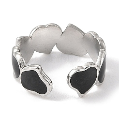 Anillos de puño abiertos de acero inoxidable 304 con esmalte y forma de corazón para mujer&nbsp;RJEW-F166-30P-01