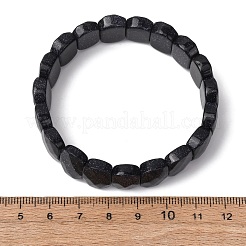 Bracelets extensibles unisexes en perles de pierre de soleil bleue synthétique&nbsp;G-K303-01B