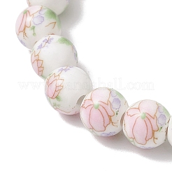 Bracelets extensibles en perles rondes en céramique et porcelaine imprimées à la main pour femmes&nbsp;BJEW-JB12091-02