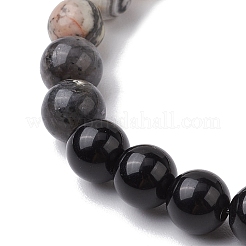 Braccialetti elastici con perline rotonde in diaspro picasso naturale e pietre preziose miste per le donne&nbsp;BJEW-JB11056-03