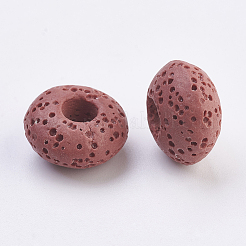 Cuentas europeas de roca de lava teñida natural&nbsp;G-E477-A02