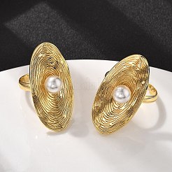 Ovale Messing-Fingerringe für Damen&nbsp;RJEW-S622-04G