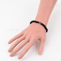 Kreuz natürliche Lava Rock Perlen Stretch Armbänder&nbsp;BJEW-JB02258