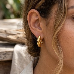 Boucles d'oreilles créoles torsadées en acier inoxydable 304 pour femmes&nbsp;HD0403
