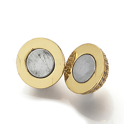 Fermoirs magnétiques en laiton micro pavé de zircone cubique avec passants&nbsp;ZIRC-S058-04G-12mm