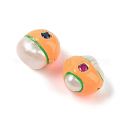 Perla keshi natural con cuentas de esmalte de circonita cúbica&nbsp;PEAR-G014-06F