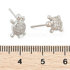 Messing Micro Pave klare Zirkonia Ohrstecker&nbsp;EJEW-R016-26P-03