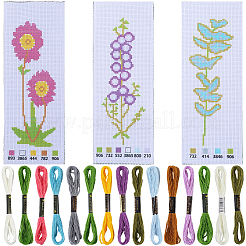 3 Beutel 3 Stile Baumwolle Kunststoff Eisen Hand Stickerei Lesezeichen Kits&nbsp;AJEW-CY0001-54