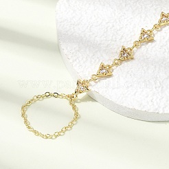 Pulseras de manoplas de latón con micro pavé de circonitas cúbicas&nbsp;BJEW-C156-01G-06