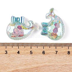 Balena in resina epossidica trasparente con cabochon decoden con fiocco&nbsp;CRES-M034-04B
