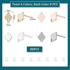 32 pieza de accesorios para pendientes de rombo de acero inoxidable 201 de 4 colores&nbsp;STAS-UN0047-06
