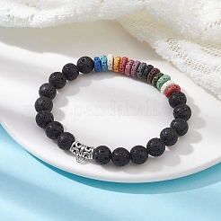 Stretch-Armbänder aus gefärbten natürlichen Lavasteinperlen für Damen&nbsp;BJEW-JB09665