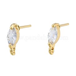 Boucles d'oreilles en laiton pavées de zircone cubique transparente&nbsp;KK-N231-419