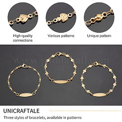 Ensemble de bracelets à maillons ovales en acier inoxydable 304 de 3 styles pour femmes&nbsp;BJEW-UN0001-24
