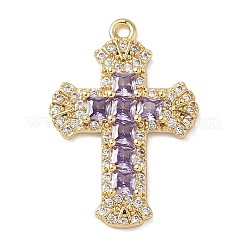 Pendentifs avec zircon cubiques à micro-pavés en laiton&nbsp;KK-P342-15G