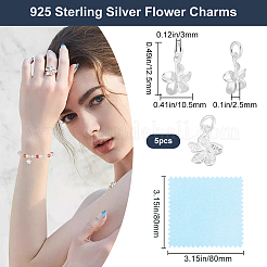 5 Stück: 925 Sterlingsilber-Blumenanhänger mit Biegeringen und 1 Stück doppelseitigem Silberpoliertuch aus Wildleder.&nbsp;FIND-BBC0015-93