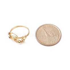 Anello da dito con perline in ottone&nbsp;RJEW-JR00516