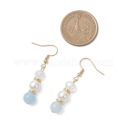 Boucles d'oreilles pendantes rondes en quartz naturel teinté&nbsp;EJEW-JE06778-01