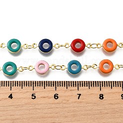 Colliers à maillons en forme de donut en laiton émaillé coloré pour femmes&nbsp;NJEW-D314-04G