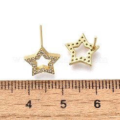 Sternförmige Ohrstecker aus Messing mit Mikropavé und Zirkonia&nbsp;EJEW-D304-33G