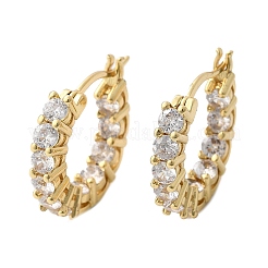 Orecchini a cerchio in ottone con zirconi cubici chiari micro pavè&nbsp;EJEW-K083-42G