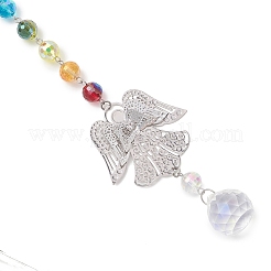 Chakra-Glasperlen und hängende Engel-Sonnenfänger aus Messing&nbsp;HJEW-JM04685