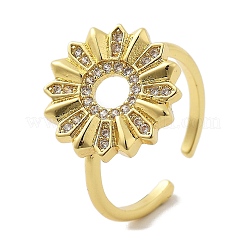 Manschettenringe aus Messing mit Mikropavé-Zirkonia für Damen&nbsp;RJEW-P129-06B-G