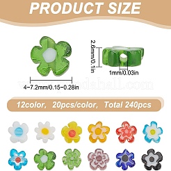 240 Stück 12 Farben handgemachte Millefiori Glasperlenstränge&nbsp;LAMP-HY0001-09