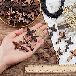 Kit de fabrication de collier pendentif croix à faire soi-même&nbsp;WOOD-NB0002-09