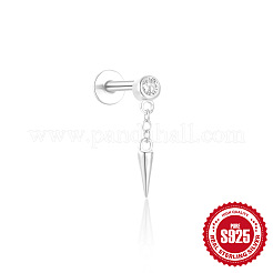Boucles d'oreilles cartilage en argent sterling avec pompon conique et micro pavé d'oxydes de zirconium transparents&nbsp;FS-WGA2317-10