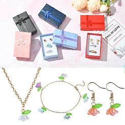 24 Stück 8 Farben Rechteck mit Schleife Papierring-Aufbewahrungsboxen&nbsp;CON-CJ0001-26