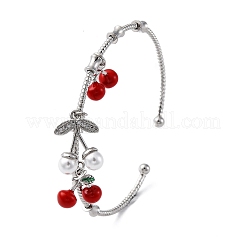 Pulseras de puño con micropavé de latón y circonitas cúbicas transparentes&nbsp;BJEW-M075-01P