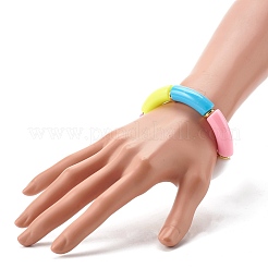 Bracciale elasticizzato con perline acriliche a tubo curvo grosso per donna ragazza&nbsp;BJEW-JB06684-03