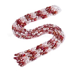 Fili di perline di vetro opache e trasparenti con effetto giada galvanizzata.&nbsp;EGLA-Q135-6x8MM-01A