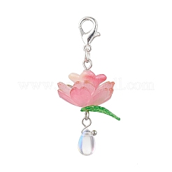 4 pieza de decoraciones colgantes de flores de acrílico y vidrio de 4 colores&nbsp;HJEW-TA00382