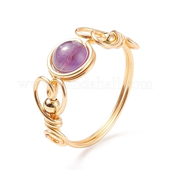 Geflochtener Fingerring aus natürlichem Amethyst&nbsp;RJEW-TA00042-02