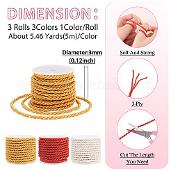 3 rouleau de cordon rond en polyester 3 couleurs&nbsp;OCOR-TA0003-88A