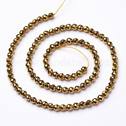 Chapelets de perles en hématite synthétique sans magnétiques&nbsp;X-G-G092-4mm-1