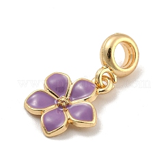 Encantos colgantes europeos de flor esmaltada de aleación con revestimiento en estante&nbsp;FIND-B034-55G-05