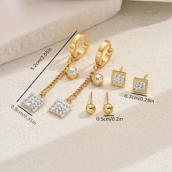Set di orecchini quadrati in acciaio inossidabile&nbsp;YA2186-1