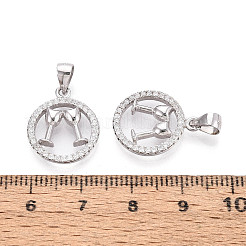 Kreis 925 Sterling Silber Mikropavé klare Zirkonia Anhänger&nbsp;STER-T008-84P