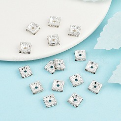 Perles d'espacement carrées en laiton et cristal strass&nbsp;RB-R031-42