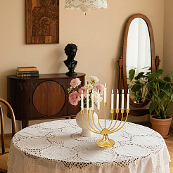Porte-bougie menorah en fer à une branche&nbsp;AJEW-WH0696-763