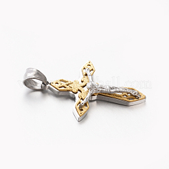 Crucifijo de acero inoxidable 201 con temática de Pascua para hombre y mujer&nbsp;STAS-F010-46G