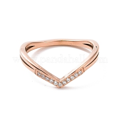 Anillo de dedo de onda de circonita cúbica transparente&nbsp;RJEW-D120-19B-RG
